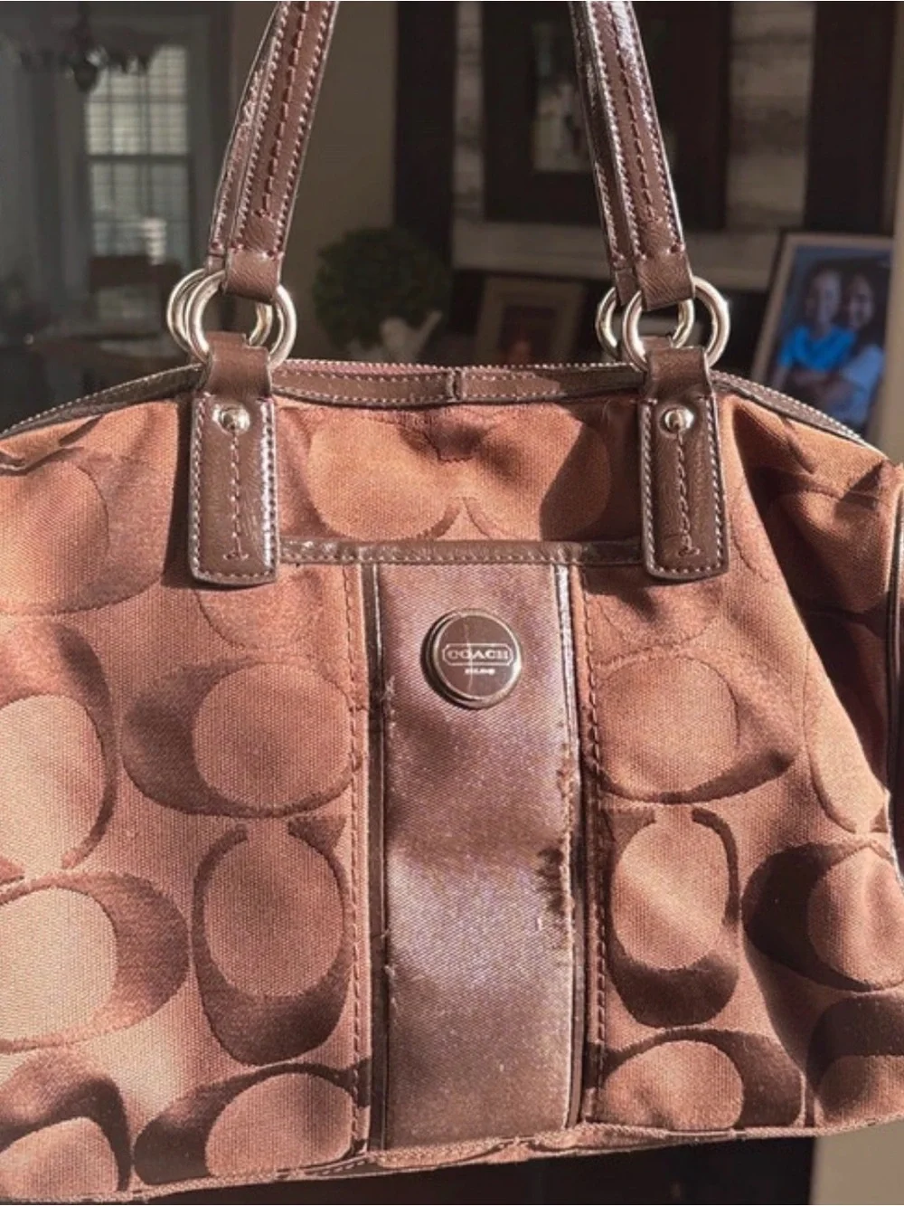 Coach Brown Signature Jacquard Shoulder Bag